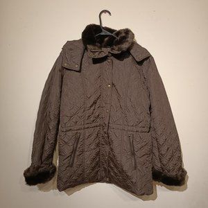 Marc New York Espresso Quilted Faux Fur Coat